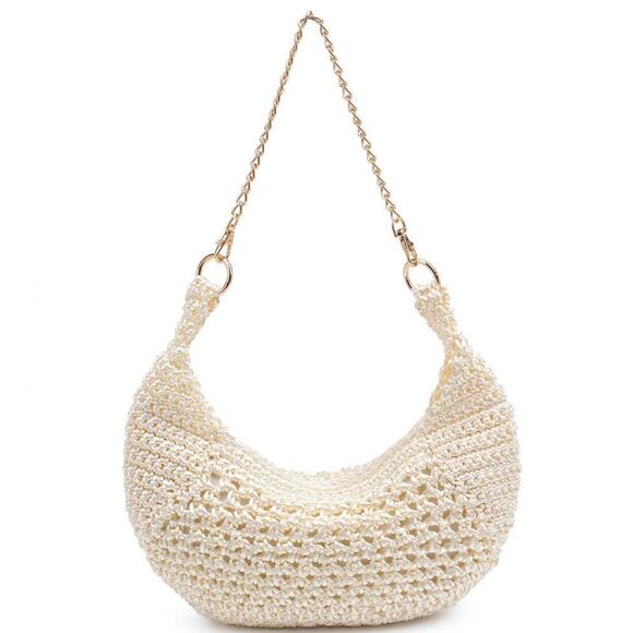 Soft Woven Soraya Chain Strap Shoulder Bag Ivory - Picture 2 of 8